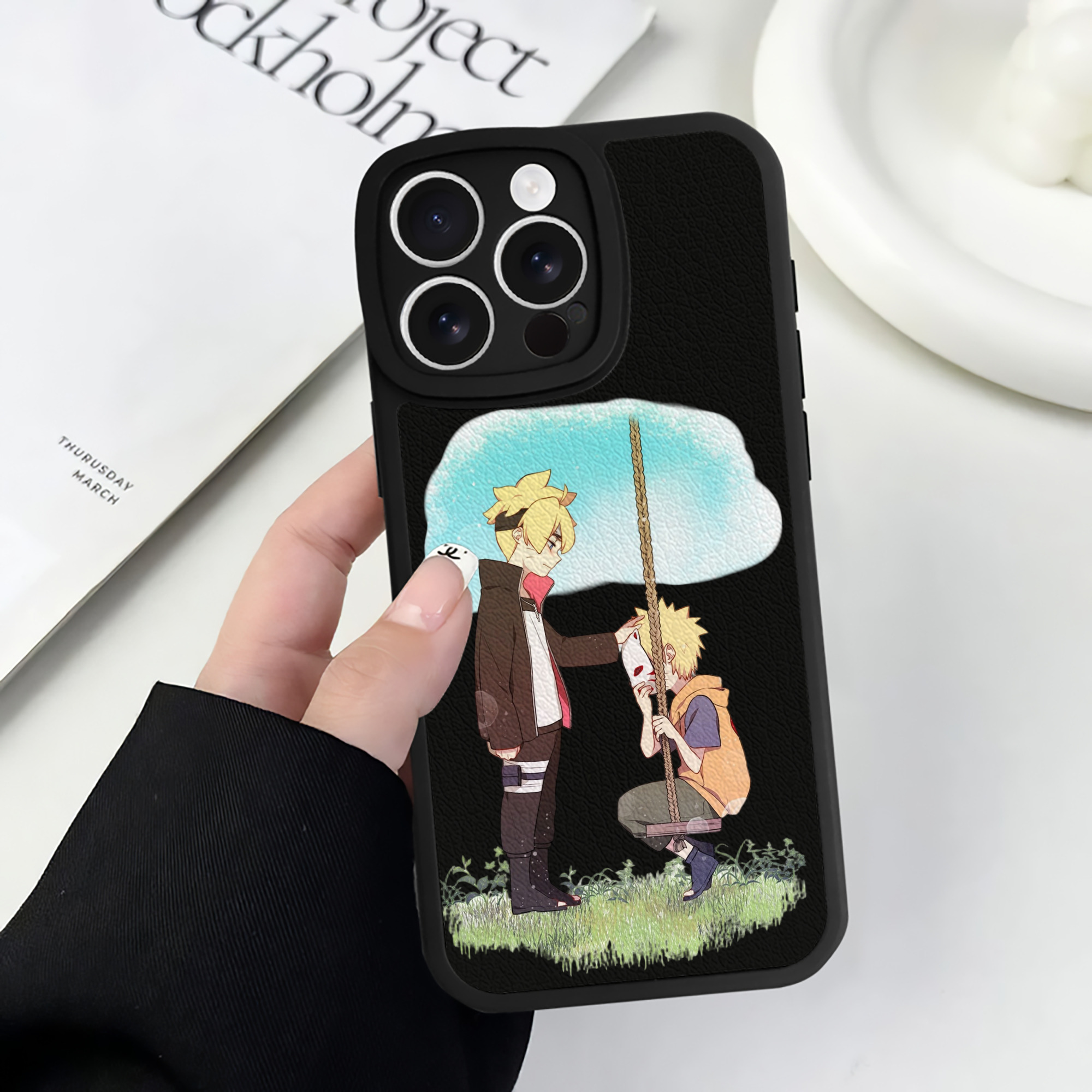 （画像用） NARUTO -ナルト- うずまき ボルト Uzumaki Boruto 【iPhone 16シリーズ対応】シリコンスマホケース（レザー調） 材質：シリコン